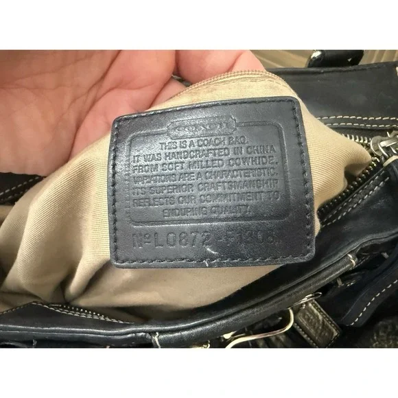 Coach Hampton F13087 Braided Trim Tassle Black‎ Pebble Leather